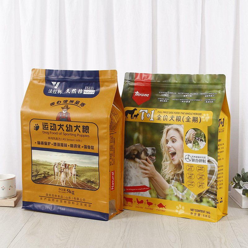 Customized Pet Composite With Zipper 8 Sides Flat Bottom Dog Pet Food Packaging Bag - Image 4