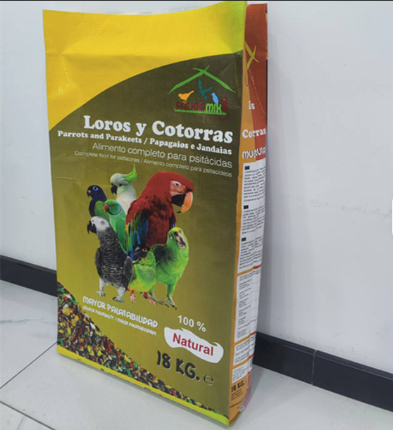 Eco Friendly Parrot Food Packaging Bag Bopp Laminated PP Woven Bag